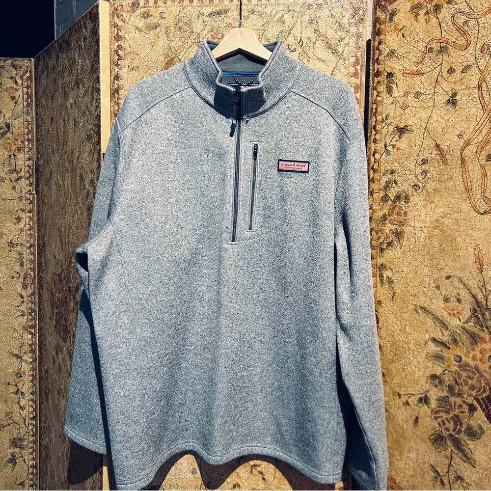 Vineyard Vines Men’s Light Gray Quarter-Zip Pullover Size XXL